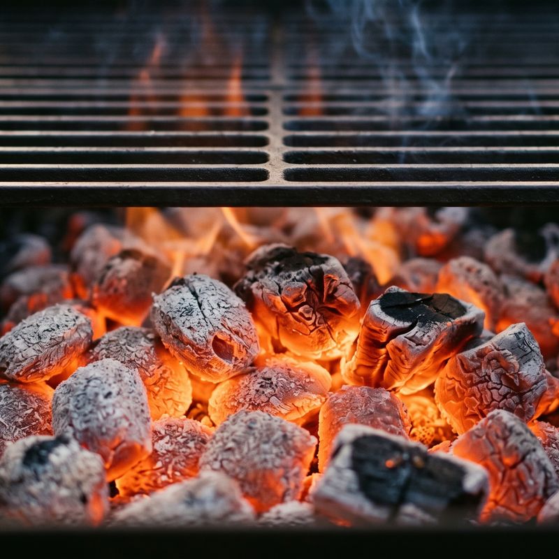 Brasas de carbón de quebracho blanco encendidas en la parrilla